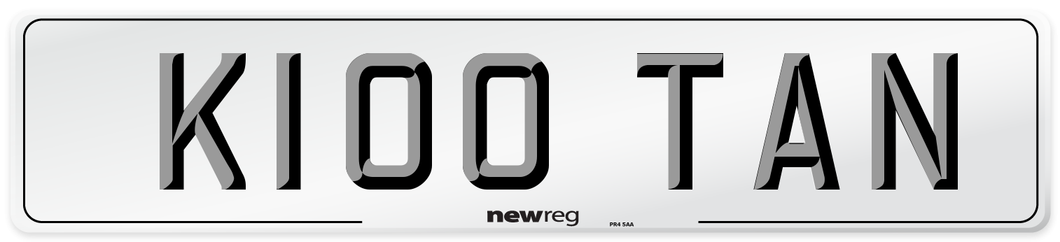 K100 TAN Number Plate from New Reg
